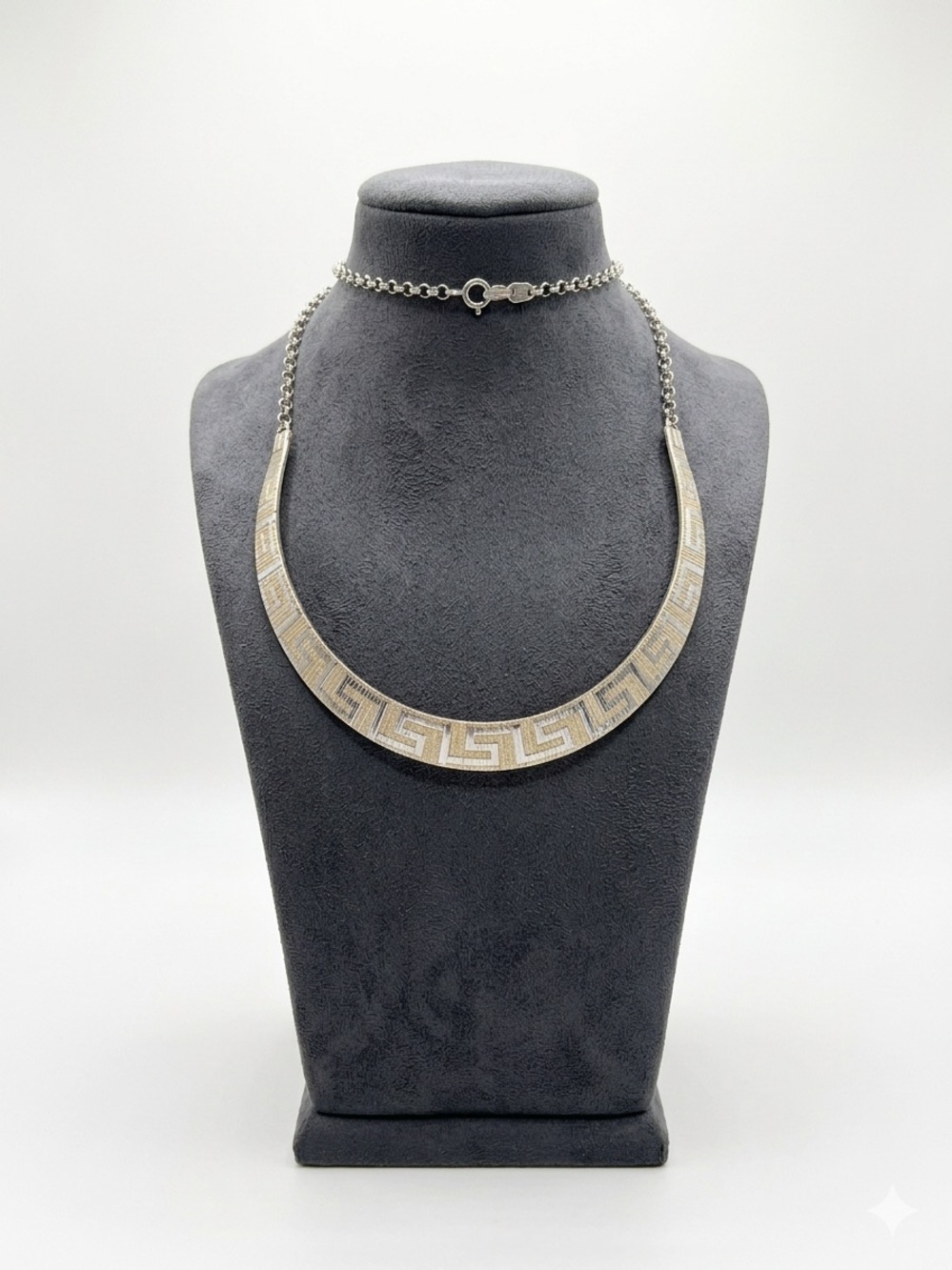 Silver Greek Key Choker Necklace - Women Jewelry
